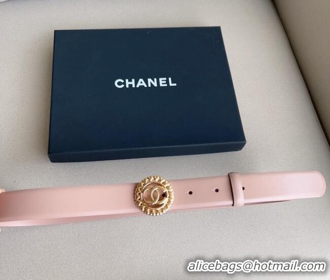 ​New Style Chanel Calfskin Belt 3cm with Heart CC Buckle 0511 Light Pink 2023