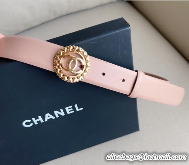 ​New Style Chanel Calfskin Belt 3cm with Heart CC Buckle 0511 Light Pink 2023