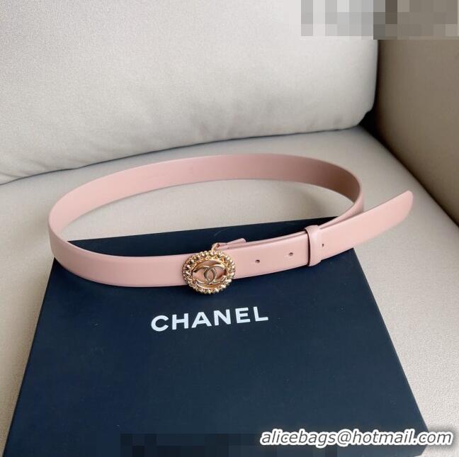 ​New Style Chanel Calfskin Belt 3cm with Heart CC Buckle 0511 Light Pink 2023