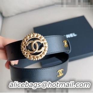 ​Top Grade Chanel CC Lambskin Belt 3cm with Heart CC Buckle 0511 Black 2023