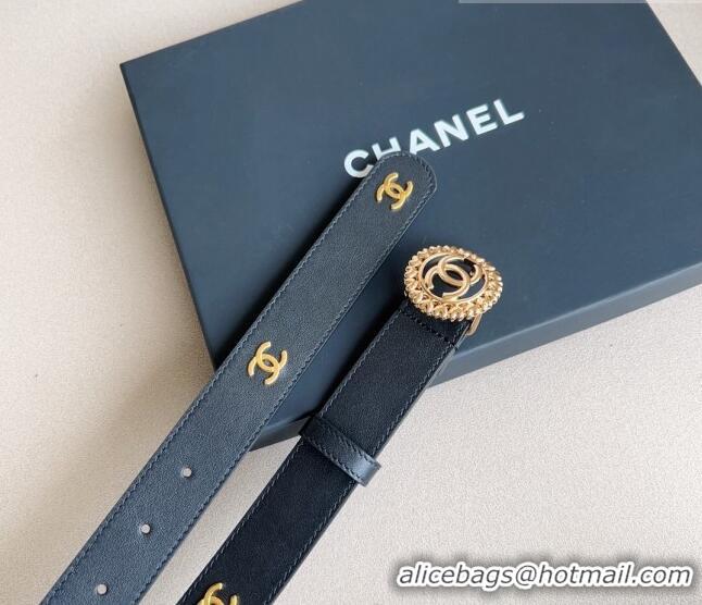 ​Top Grade Chanel CC Lambskin Belt 3cm with Heart CC Buckle 0511 Black 2023