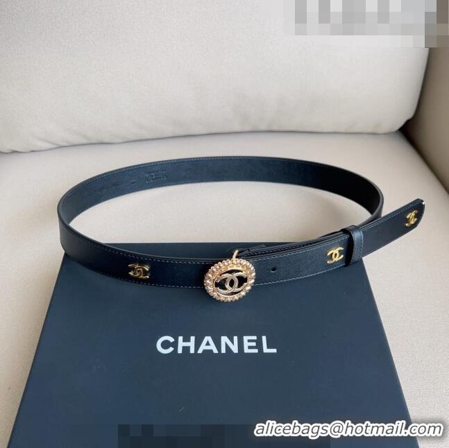 ​Top Grade Chanel CC Lambskin Belt 3cm with Heart CC Buckle 0511 Black 2023