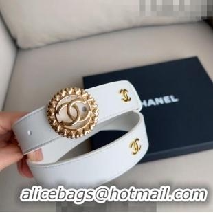 ​Grade Design Chanel CC Lambskin Belt 3cm with Heart CC Buckle 0511 White 2023