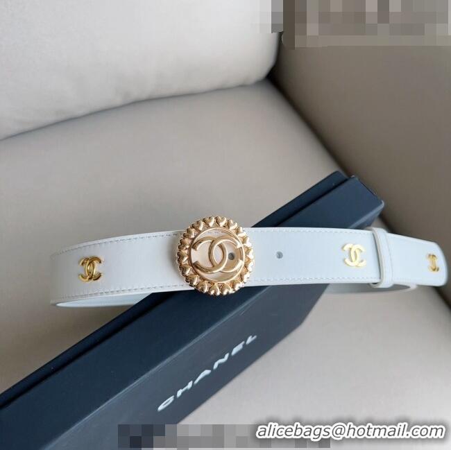 ​Grade Design Chanel CC Lambskin Belt 3cm with Heart CC Buckle 0511 White 2023