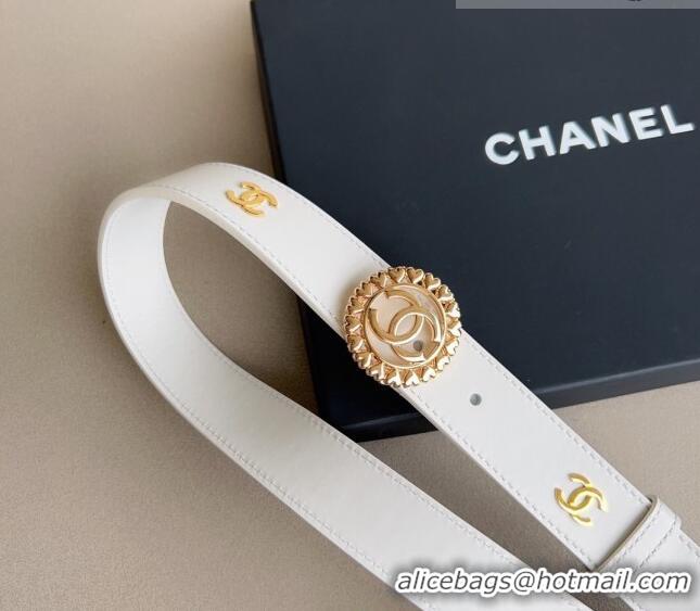 ​Grade Design Chanel CC Lambskin Belt 3cm with Heart CC Buckle 0511 White 2023