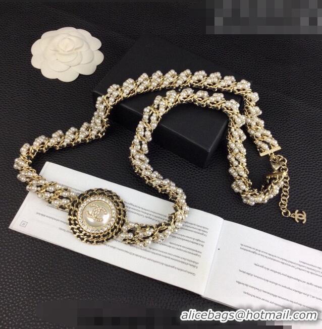 Pretty Style Chanel Chain Belt with Pearl CH0628