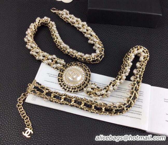 Pretty Style Chanel Chain Belt with Pearl CH0628