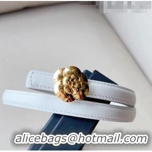 ​Promotional Chanel Calfskin Belt 1.5cm with Gold Camellia Bloom Buckle CH4014 White 2023