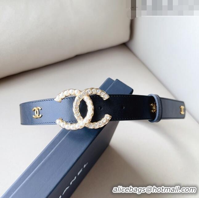 ​Buy Inexpensive Chanel Leather Belt with Pearl CC Buckle 30mm CH8235 Black/Gold 2023