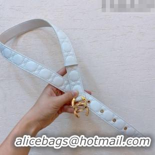 ​Top Quality Chanel Quiled Lambskin Belt with Shiny CC Buckle 3cm 0803 White 2023