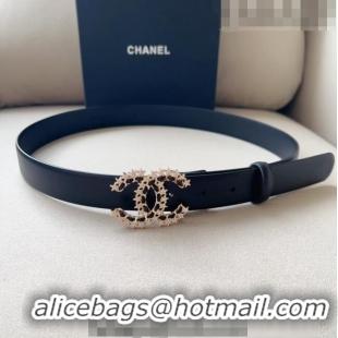 ​Top Design Chanel Calfskin Belt 3cm with Star CC CH090602 Black 2023