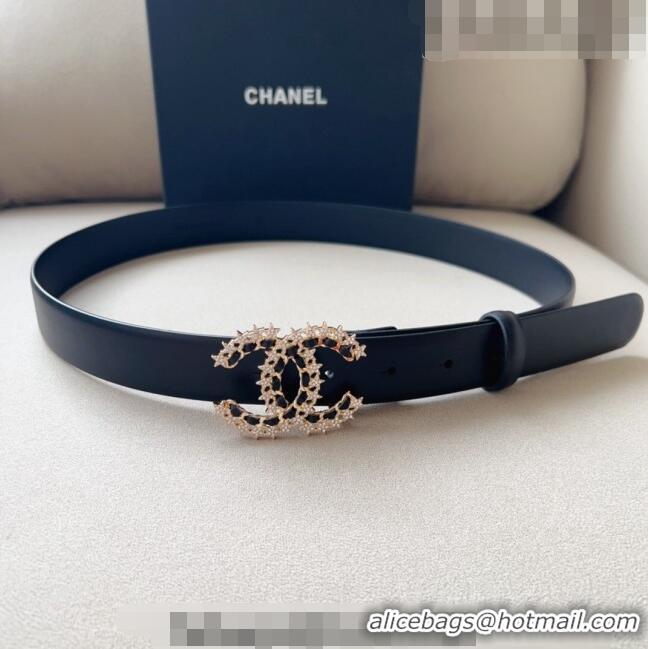 ​Top Design Chanel Calfskin Belt 3cm with Star CC CH090602 Black 2023