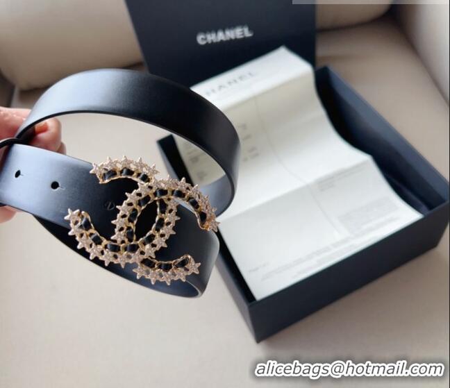 ​Top Design Chanel Calfskin Belt 3cm with Star CC CH090602 Black 2023