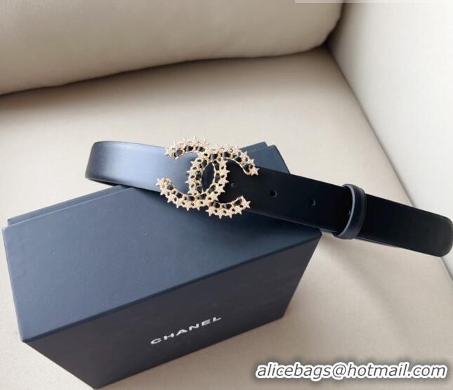 ​Top Design Chanel Calfskin Belt 3cm with Star CC CH090602 Black 2023