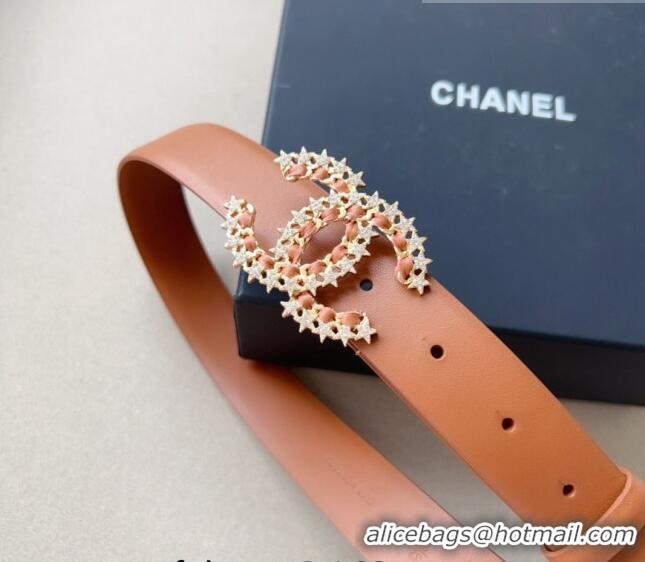 ​Popular Style Chanel Calfskin Belt 3cm with Star CC CH090602 Brown 2023