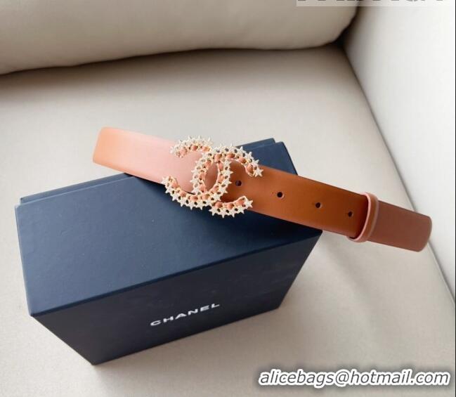 ​Popular Style Chanel Calfskin Belt 3cm with Star CC CH090602 Brown 2023