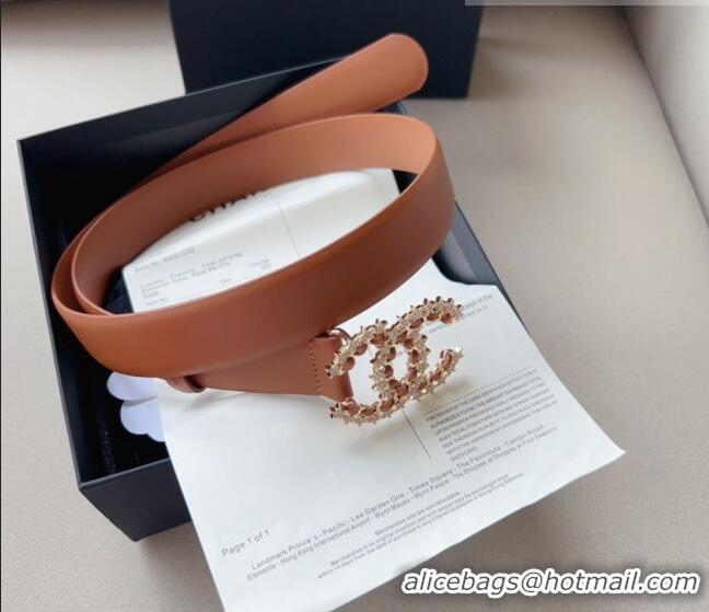 ​Popular Style Chanel Calfskin Belt 3cm with Star CC CH090602 Brown 2023