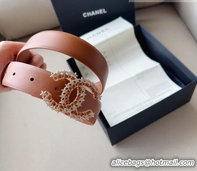 ​Popular Style Chanel Calfskin Belt 3cm with Star CC CH090602 Brown 2023