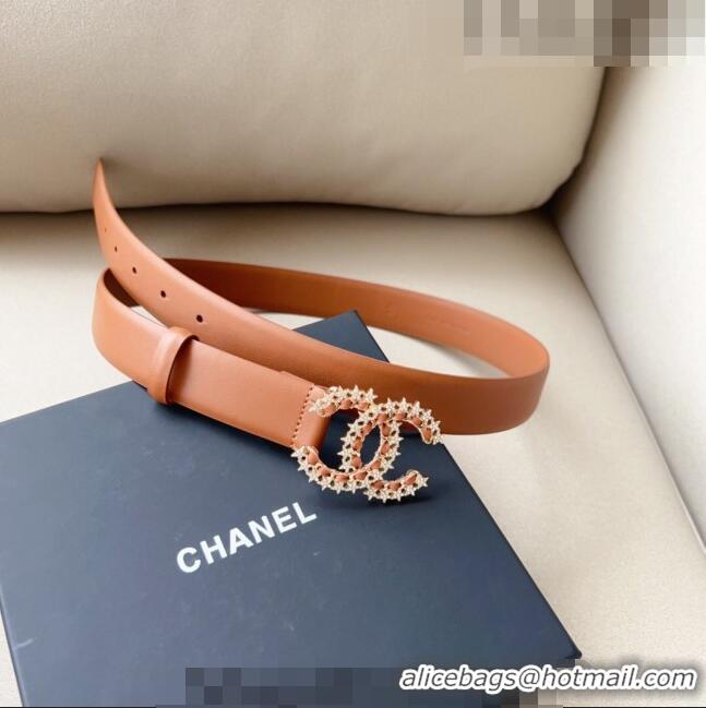 ​Popular Style Chanel Calfskin Belt 3cm with Star CC CH090602 Brown 2023