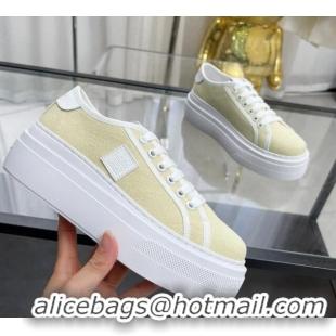 Shop Duplicate Givenchy City platform sneakers in canvas Light Yellow 704019