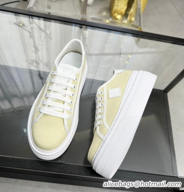 Shop Duplicate Givenchy City platform sneakers in canvas Light Yellow 704019