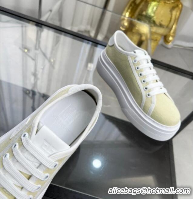 Shop Duplicate Givenchy City platform sneakers in canvas Light Yellow 704019