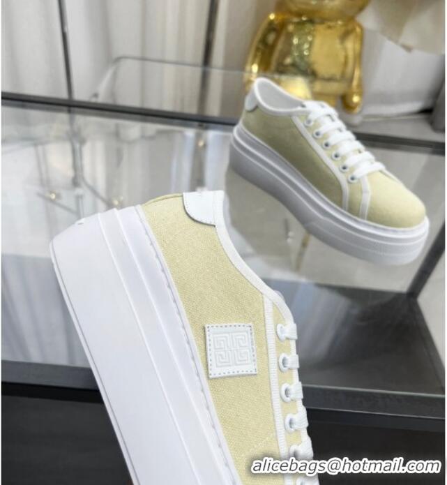 Shop Duplicate Givenchy City platform sneakers in canvas Light Yellow 704019