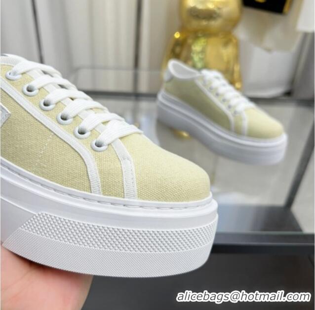 Shop Duplicate Givenchy City platform sneakers in canvas Light Yellow 704019