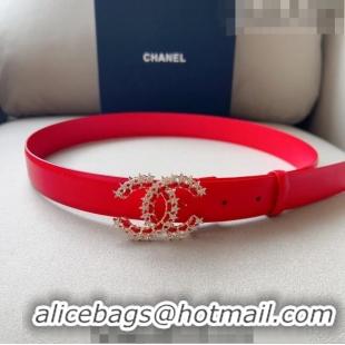 ​Luxurious Grade Chanel Calfskin Belt 3cm with Star CC CH090602 Red 2023