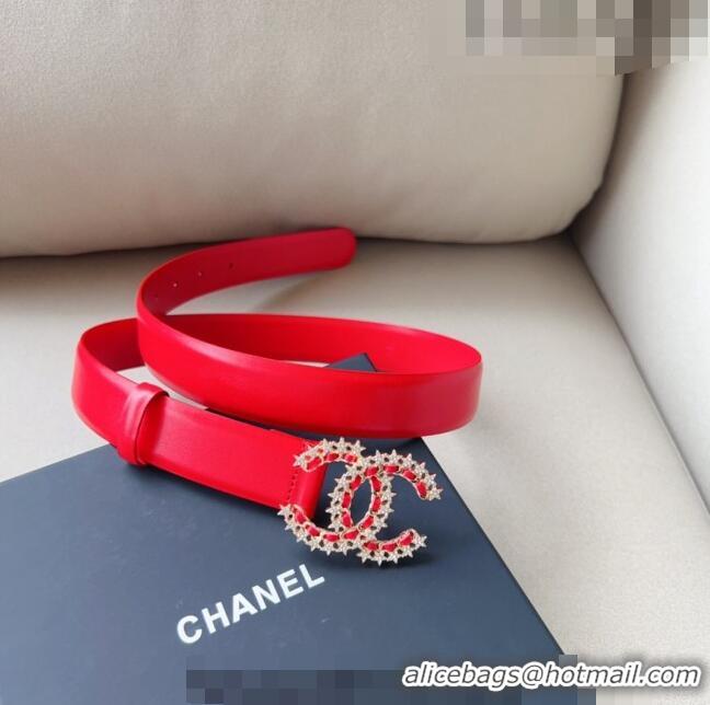 ​Luxurious Grade Chanel Calfskin Belt 3cm with Star CC CH090602 Red 2023