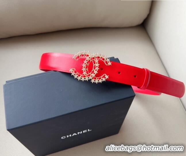 ​Luxurious Grade Chanel Calfskin Belt 3cm with Star CC CH090602 Red 2023