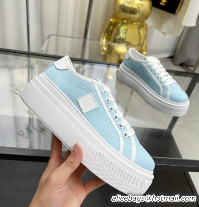 Most Popular Givenchy City platform sneakers in canvas Light Blue 704020