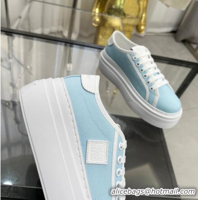 Most Popular Givenchy City platform sneakers in canvas Light Blue 704020