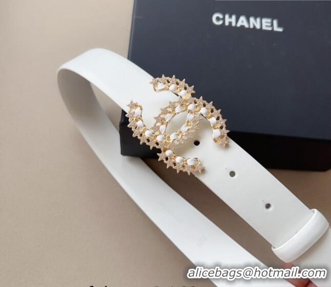 ​Good Looking Chanel Calfskin Belt 3cm with Star CC CH090602 White 2023