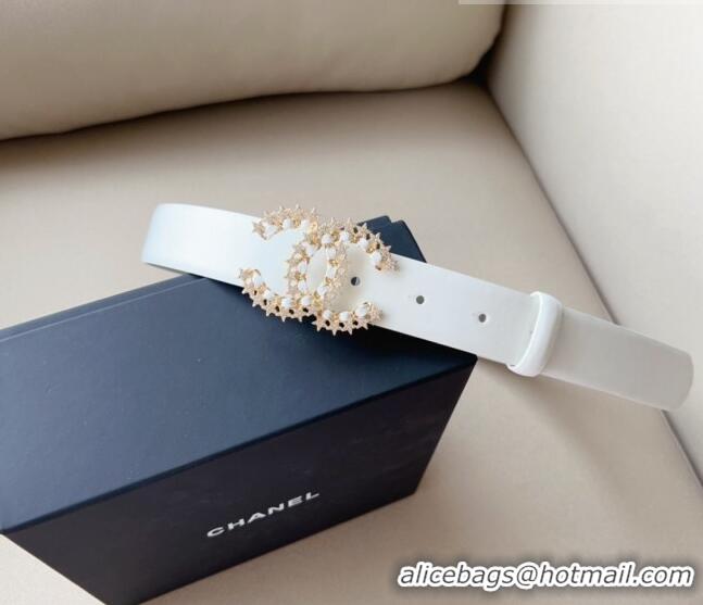 ​Good Looking Chanel Calfskin Belt 3cm with Star CC CH090602 White 2023