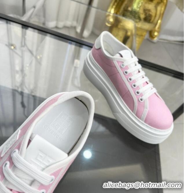 Best Price Givenchy City platform sneakers in canvas Light Pink 704021