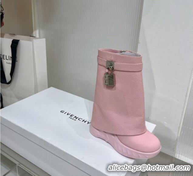 Best Grade Givecnhy Shark Lock Biker Ankle Boots in Grained Leather Pink 238317