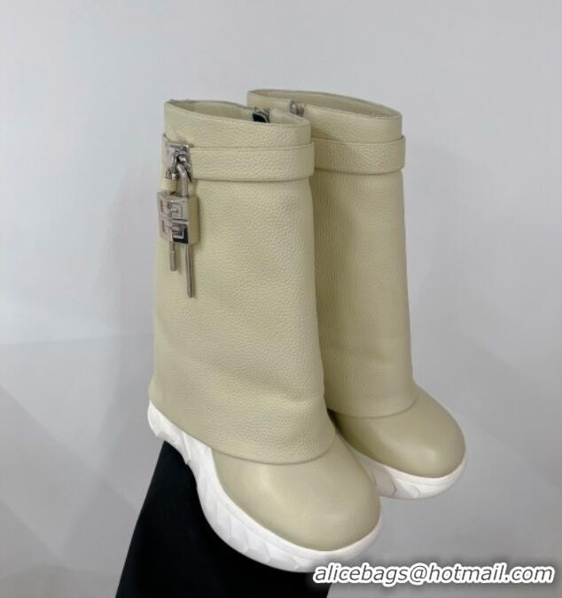 Classic Specials Givecnhy Shark Lock Biker Ankle Boots in Grained Leather Beige 238315