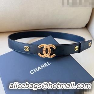 Affordable Price Chanel Pharrell Leather Belt 3cm with Logo CC Buckle CH1028 Black 2023