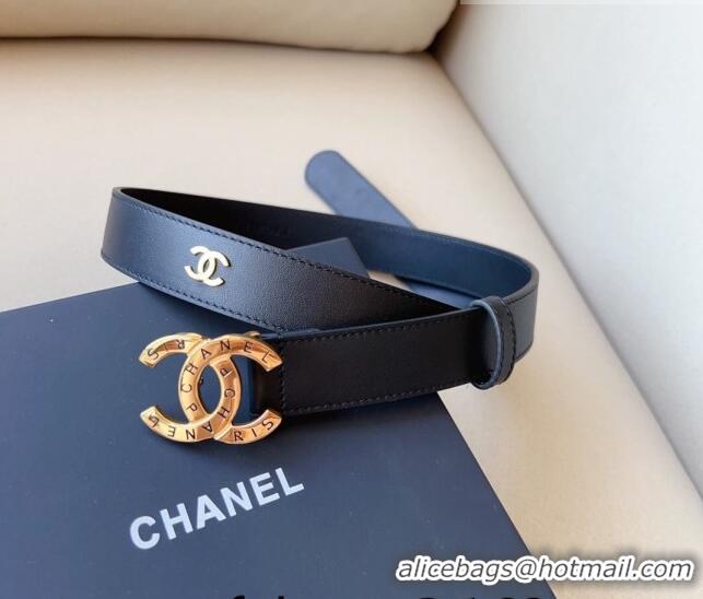 Affordable Price Chanel Pharrell Leather Belt 3cm with Logo CC Buckle CH1028 Black 2023