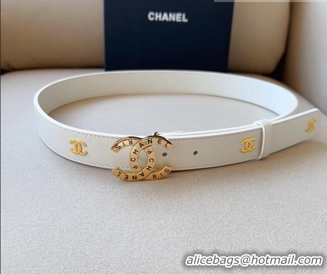 ​Popular Style Chanel Pharrell Leather Belt 3cm with Logo CC Buckle CH1028 White 2023