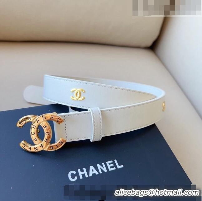 ​Popular Style Chanel Pharrell Leather Belt 3cm with Logo CC Buckle CH1028 White 2023