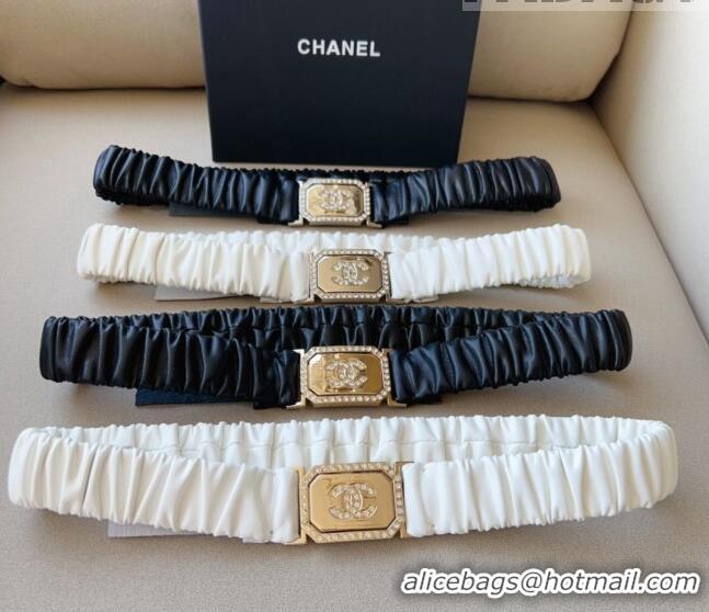 Famous Brand Chanel Stretch Lambskin Belt 3cm 1108 White 2023