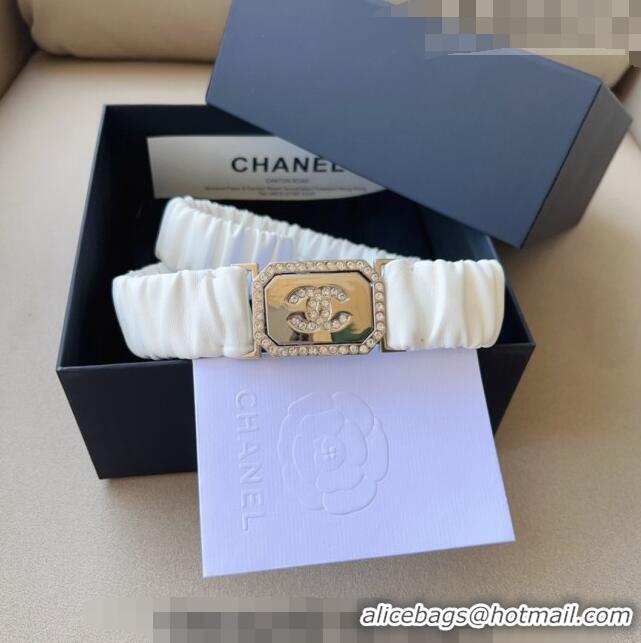 Famous Brand Chanel Stretch Lambskin Belt 3cm 1108 White 2023