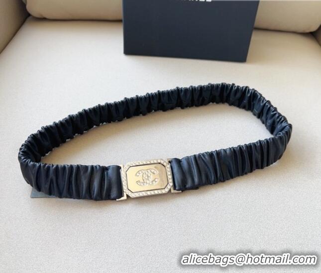 Luxurious Chanel Stretch Lambskin Belt 3cm 1108 Black 2023