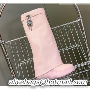 Purchase Givenchy Shark Lock High Biker Boots in Grained Leather Light Pink 902024