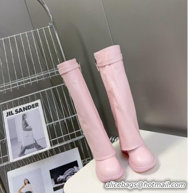 Purchase Givenchy Shark Lock High Biker Boots in Grained Leather Light Pink 902024