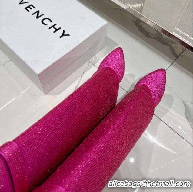 Luxurious Givenchy Shark Lock Wedge Ankle Boots 8.5cm in Leather Fuchsia Pink 923014