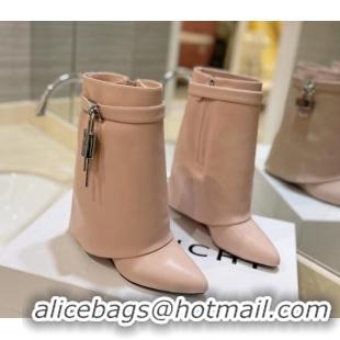 Low Price Givenchy Shark Lock Wedge Ankle Boots 8.5cm in Leather Nude Pink 923017