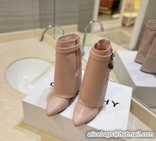 Low Price Givenchy Shark Lock Wedge Ankle Boots 8.5cm in Leather Nude Pink 923017